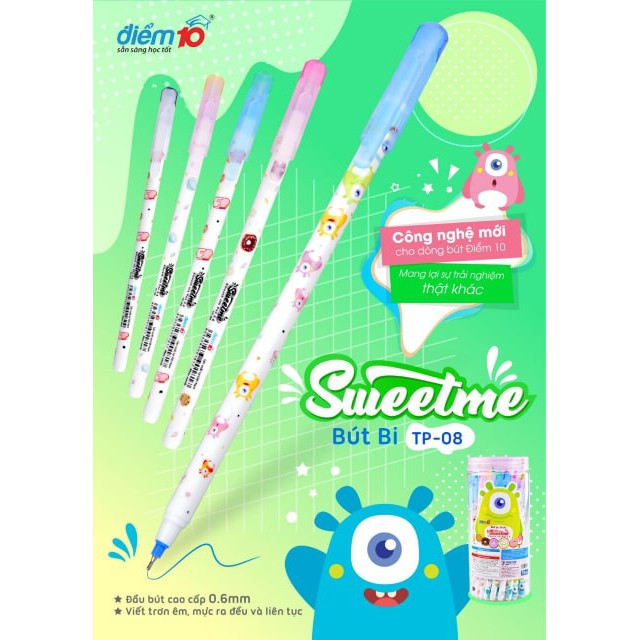 Bút Bi Đùn Điểm 10 TP-08 Sweetme Nét 0.6mm