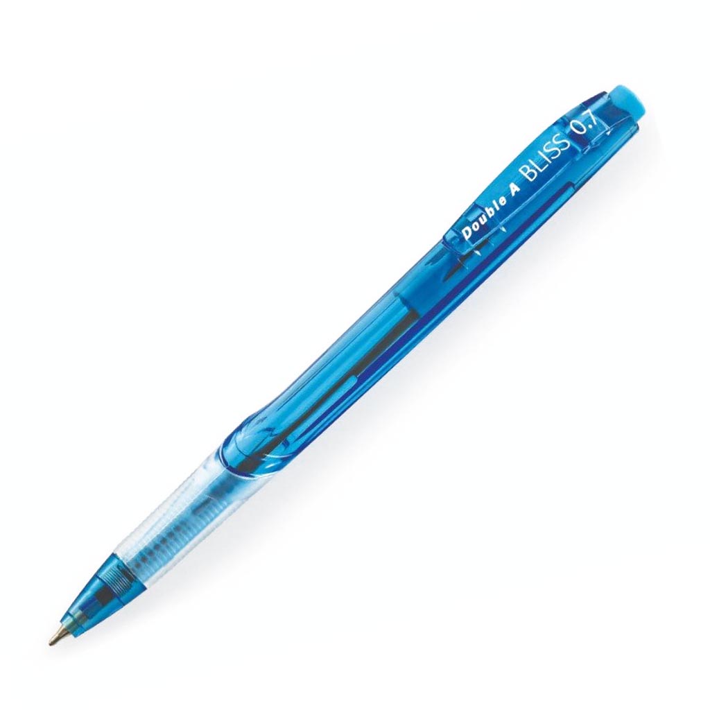Bút bi bấm Double A Bliss Ball Pen mực xanh, ngòi bút 0.7mm