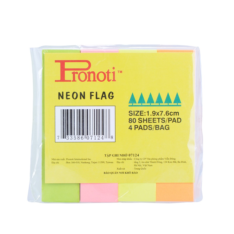  Giấy Note 4 Màu Dạ Quang Pronoti 07124