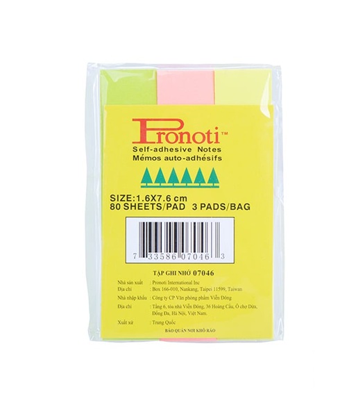 Giấy note dạ quang Pronoti 3 màu 07046