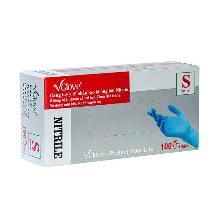 Găng Tay Vglove Nitrile Màu Xanh Không Bột (50 Đôi/1 hộp) Găng Tay Vglove Nitrile Màu Xanh Không Bột (50 Đôi/1 hộp)